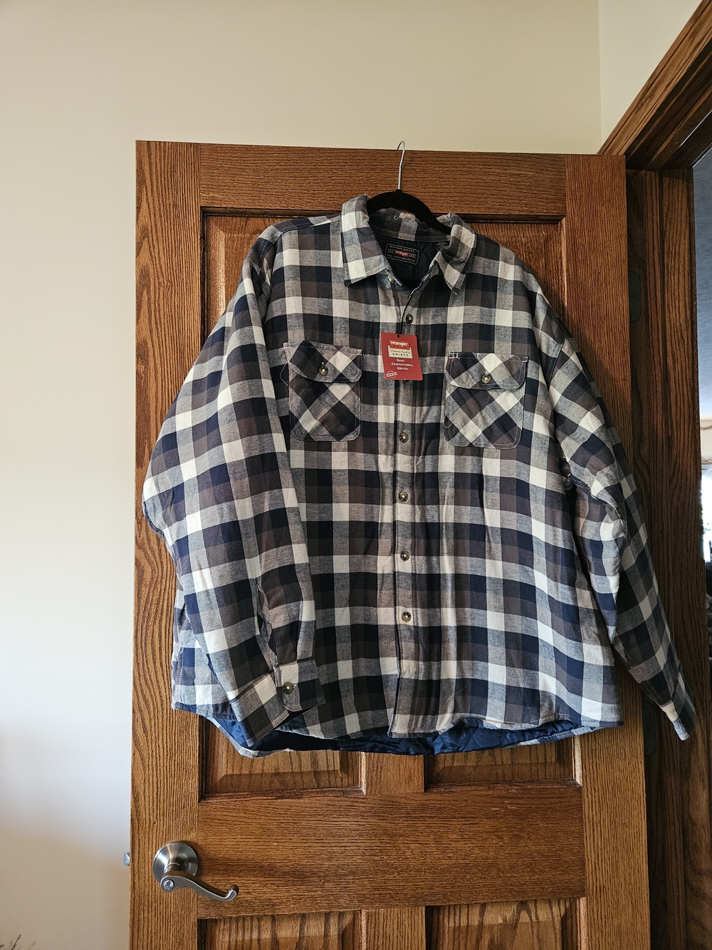 Wrangler Navy and White Plaid Workshirt